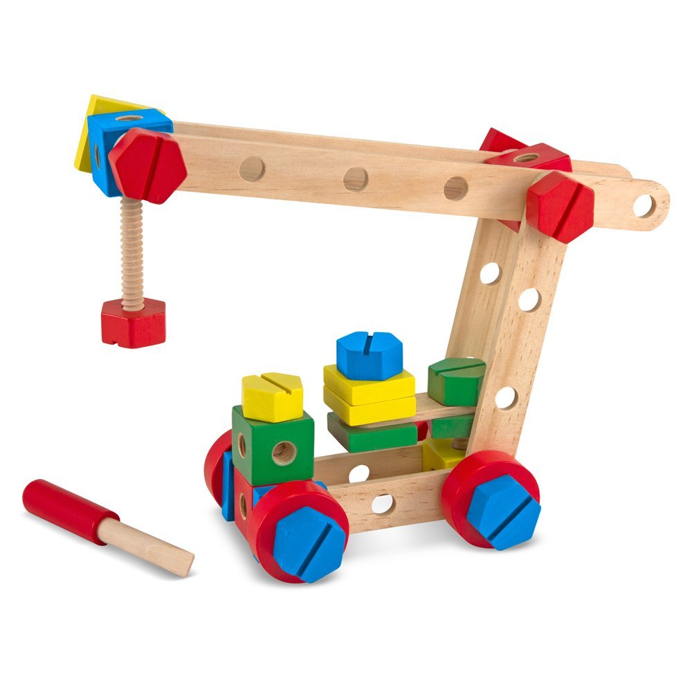 Melissa & Doug Wooden Construction Building Set in a Box (48 pcs)