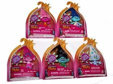 Set of 5: DreamWorks Trolls Small Town Collectible Figures (Wild Printed Hair Series) - Poppy, Branch, Maddy, Moxie, Guy Diamond