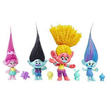 Set of 4: DreamWorks Trolls Small Town Collectible Figures Wave 6 (With Critters) - Poppy, Branch, Harper, DJ Suki