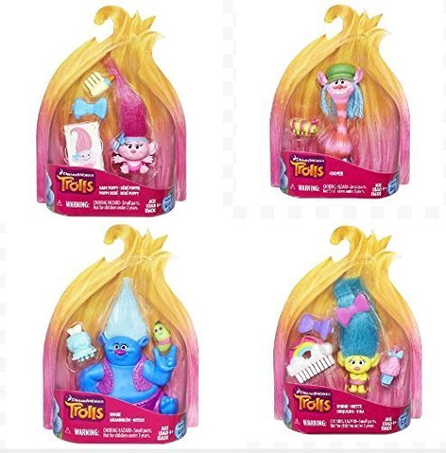 Set of 4 Dreamworks Trolls: Cooper, Baby Poppy, Smidge, and Biggie …