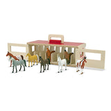 Melissa & Doug Take-Along Show-Horse Stable Play Set With Wooden Stable Box and 8 Toy Horses