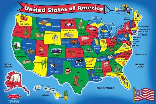 Melissa & Doug USA Map Floor Puzzle (51 pcs, 2 x 3 feet)