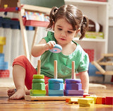 Melissa & Doug Geometric Stacker - Wooden Educational Toy