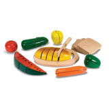 Melissa & Doug Cutting Food - Play Food Set With 25+ Hand-Painted Wooden Pieces, Knife, and Cutting Board