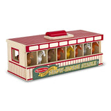 Melissa & Doug Take-Along Show-Horse Stable Play Set With Wooden Stable Box and 8 Toy Horses