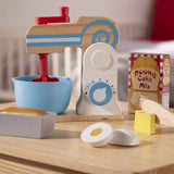 Melissa & Doug Wooden Make-a-Cake Mixer Set (11 pcs) - Play Food and Kitchen Accessories