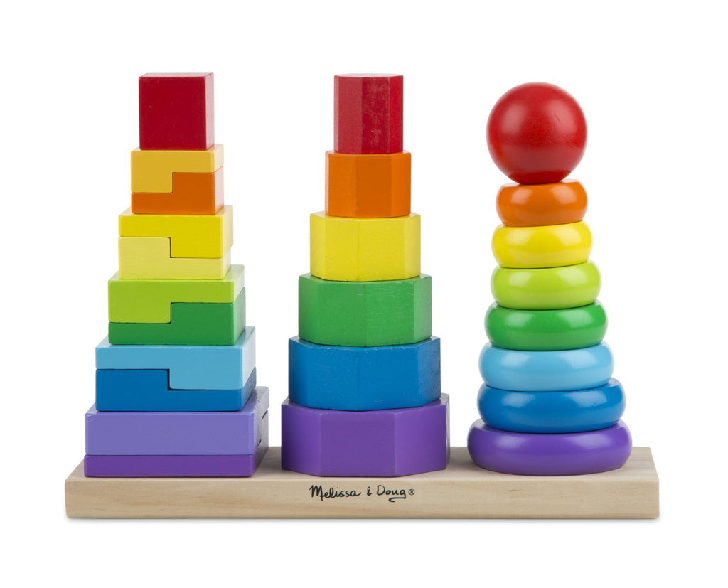 Melissa & Doug Geometric Stacker - Wooden Educational Toy