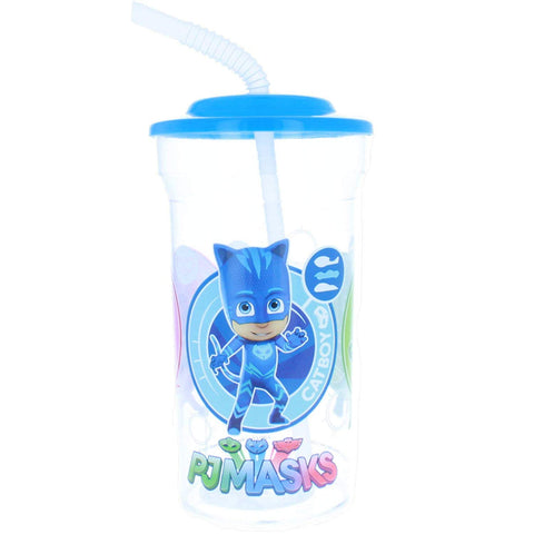 Karacter Corner PJ Masks Catboy, Owlette and Gekko 16oz Sports Drink Cup with Attached Straw Lid …