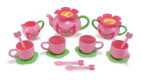 Melissa & Doug Sunny Patch Bella Butterfly Tea Set (15 pcs) - Play Food Accessories