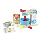Melissa & Doug Wooden Make-a-Cake Mixer Set (11 pcs) - Play Food and Kitchen Accessories