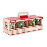 Melissa & Doug Take-Along Show-Horse Stable Play Set With Wooden Stable Box and 8 Toy Horses
