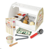 Melissa & Doug Wooden Scoop and Serve Ice Cream Counter (28 pcs) - Play Food and Accessories
