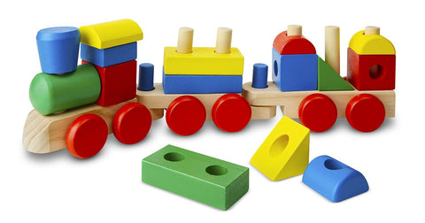 Melissa & Doug Stacking Train - Classic Wooden Toddler Toy (18 pcs)