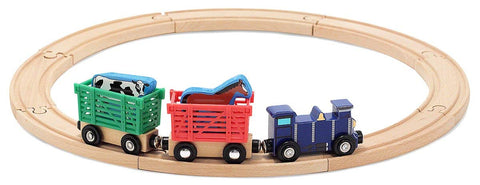 Melissa & Doug Farm Animal Wooden Train Set (12+ pcs)