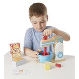 Melissa & Doug Wooden Make-a-Cake Mixer Set (11 pcs) - Play Food and Kitchen Accessories