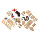 Melissa & Doug Deluxe Wooden Railway Train Set (130+ pcs)