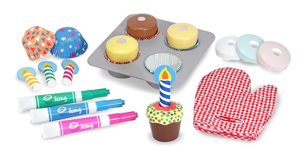Melissa & Doug Bake and Decorate Wooden Cupcake Play Food Set