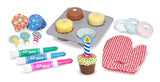 Melissa & Doug Bake and Decorate Wooden Cupcake Play Food Set