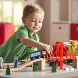 Melissa & Doug Deluxe Wooden Railway Train Set (130+ pcs)