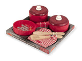 Melissa & Doug Deluxe Wooden Kitchen Accessory Set - Pots & Pans (8 pcs)