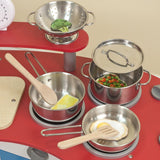 Melissa & Doug Stainless Steel Pots and Pans Pretend Play Kitchen Set for Kids (8 pcs)