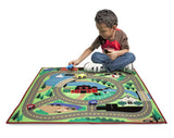 Melissa & Doug Round the Town Road Rug and Car Activity Play Set With 4 Wooden Cars (39 x 36 inches)