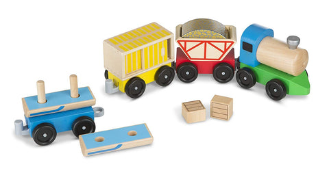 Melissa & Doug Cargo Train - Classic Wooden Toy (4 linking cars, approx. 5 inches long each)