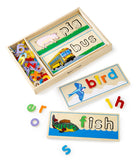 Melissa & Doug See & Spell Wooden Educational Toy With 8 Double-Sided Spelling Boards and 50+ Letters