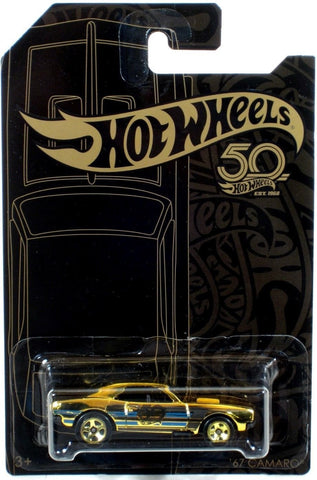 Hot Wheels 2018 50th Anniversary Black & Gold Series '67 Camaro Chase 1/64 Scale Diecast Model Car