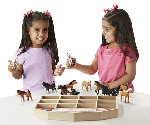 Melissa & Doug Pasture Pals - 12 Collectible Horses With Wooden Barn-Shaped Crate