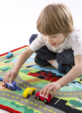 Melissa & Doug Round the Town Road Rug and Car Activity Play Set With 4 Wooden Cars (39 x 36 inches)