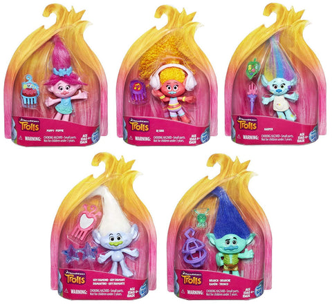 Set of 5: DreamWorks Trolls Collectible Figures - Poppy, Branch, DJ Suki, Harper, Guy Diamond …