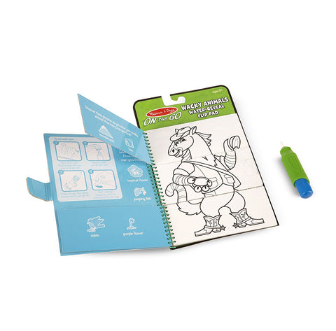 Melissa & Doug On the Go Water Wow! Reusable Water-Reveal Flip Pad - Wacky Animals