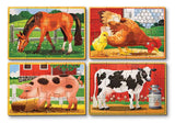 Melissa & Doug Farm 4-in-1 Wooden Jigsaw Puzzles in a Storage Box (48 pcs total)