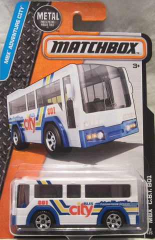 Matchbox 2016 MBX Adventure City MBX CBT 801 City Bus 22/125, White