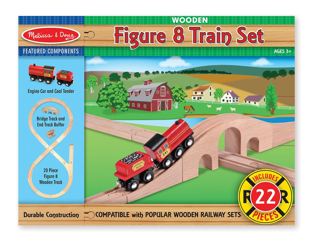 Melissa & Doug Classic Wooden Figure Eight Train Set (22 pcs)