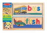 Melissa & Doug See & Spell Wooden Educational Toy With 8 Double-Sided Spelling Boards and 50+ Letters