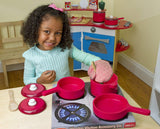 Melissa & Doug Deluxe Wooden Kitchen Accessory Set - Pots & Pans (8 pcs)