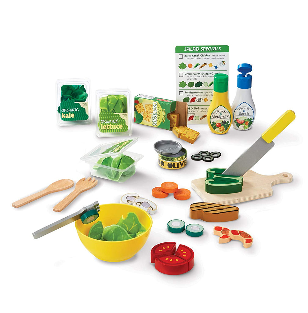 Melissa & Doug Slice & Toss Salad Play Food Set with 52 Wooden and Felt Pieces