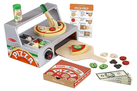 Melissa & Doug Top and Bake Wooden Pizza Counter Play Food Set