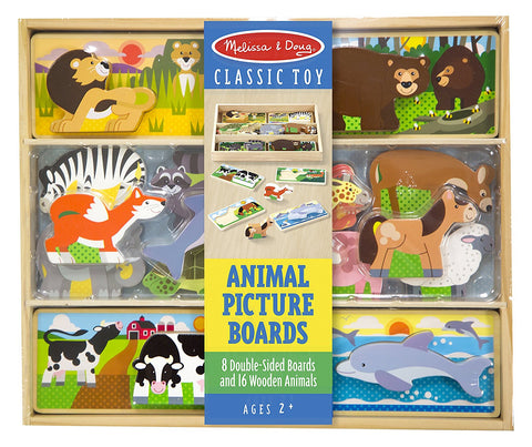 Melissa & Doug Wooden Animal Picture Puzzle Boards with Chunky Wooden Animal Playpiece (24 Pcs) Toy