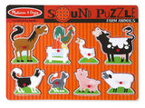Melissa & Doug Farm Animals Sound Puzzle - Wooden Peg Puzzle With Sound Effects (8 pcs)