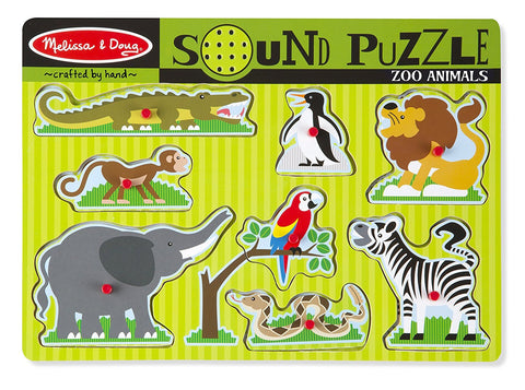Melissa & Doug Zoo Animals Sound Puzzle - Wooden Peg Puzzle With Sound Effects (8 pcs)