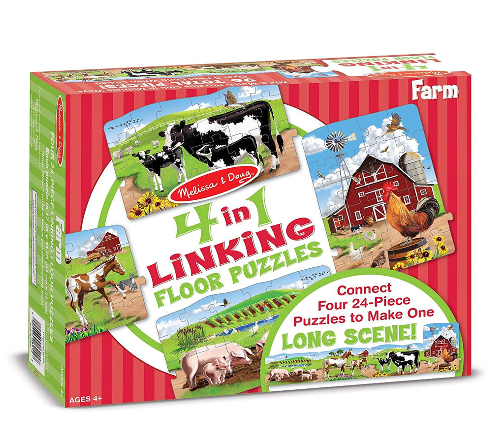 Melissa & Doug Farm 4-in-1 Jumbo Linking Jigsaw Floor Puzzle (96 pcs, 5 feet long)