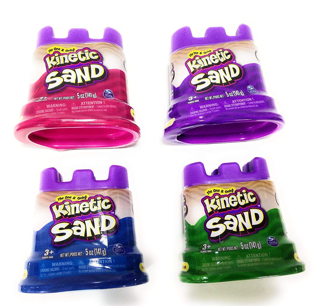 Kinetic Sand Neon Colors | Gift Set of 4 Colors - Purple, Blue, Pink & Green 5 oz Containers