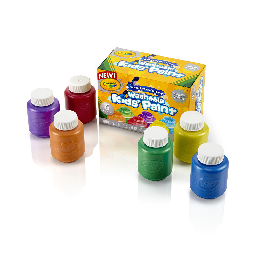 Crayola Washable Metallic Paint Set, 2-Ounce, 6 Count